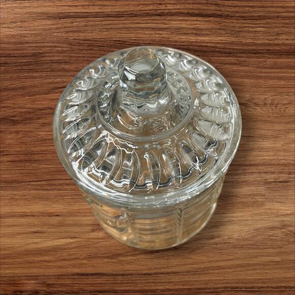 Vintage MCM Pressed Lead Crystal Trinket Candy Jar 4.5” Starburst Pattern - Picture 4 of 9